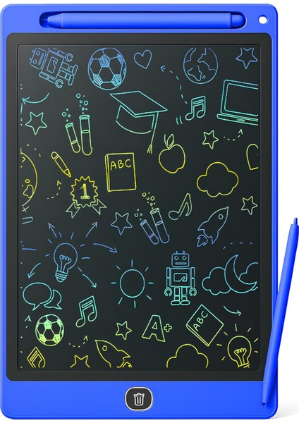 10 Inç Renkli LCD Yazı Tableti - Mavi - Çocuklar Için Eğitici Çizim Tableti, Kalemli Silinebilir Ekran, Kağıt Tasarruflu Taşınabilir Not Defteri (3+ Yaş)