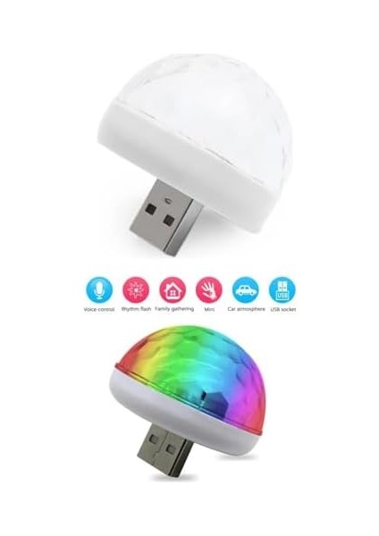 Müziğe ve Duyarlı Mini Parti Disko Topu Rgb USB LED Işık, Müzikle ve Sesle Değişen Renkli Işıklar, Ses Duyarlı Araç Içi Led, Parti, Doğum Günü, Kutlama Işıkları (2 Adet) fiyatları