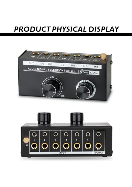 Ses Değiştirici -6 Yollu 3 5/6 35MM Stereo Ses Anahtarı -Sinyal Kaynak Anahtarlayıcı Seçici Seçici Çizgi Denetleyicisi ile (Yurt Dışından)