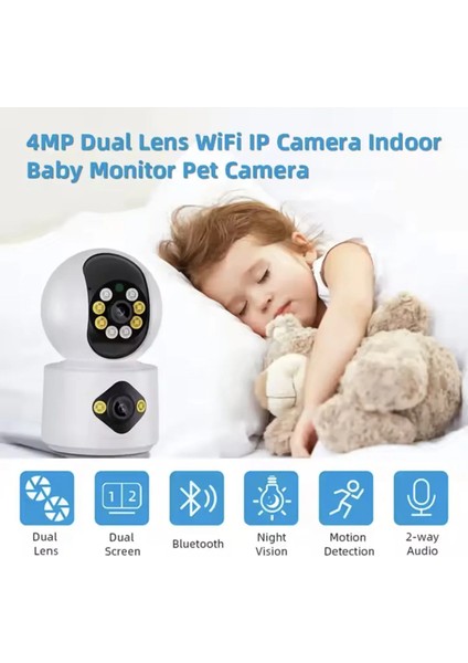 Çift Kameralı Gece Renkli Görüşlü 6 Mp Full Hd Bebek, Evcil Hayvan, Bakıcı Ev Güvenlik Kamerası fiyatları