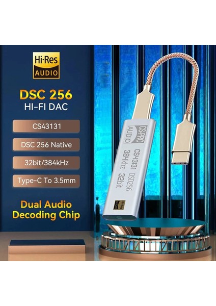 Dac CS43131 DSD256 Kulaklık Amplifikatörü USB Tip C - 3 5mm Çıkış Aux Adaptörü Hıfı Asome Chıp Amp Kododer Androıd Için (Yurt Dışından) fiyatları