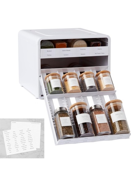 Spicestack Rafı, Ayarlanabilir, 24 Şişe, Beyaz