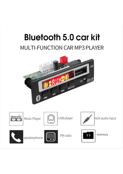 12V Bluetooth 5 0 Mp3 Çalar Kablosuz Alıcı Mp3 Kod Çözücü Kartı Araba Fm Radyo Modülü Tf USB 3 5mm Aux Ses Adaptörü (Yurt Dışından) fırsatları