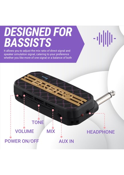 Joyo Mini Amp Elektrikli Bas Kulaklık Amplifikatörü 3 5mm Fiş Oynat Yardımcı Sesli Giriş Bas Bağlantı CD CD Mp3 Çalar (Yurt Dışından) fırsatları