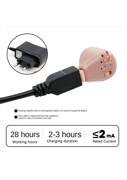 2x Şarj Edilebilir Işitme Cihazı Audiphone Sağırlık Ses Amplifikatörü Için Dijital Kulak Işitme Cihazları Ab Fişi (Yurt Dışından) fırsatları