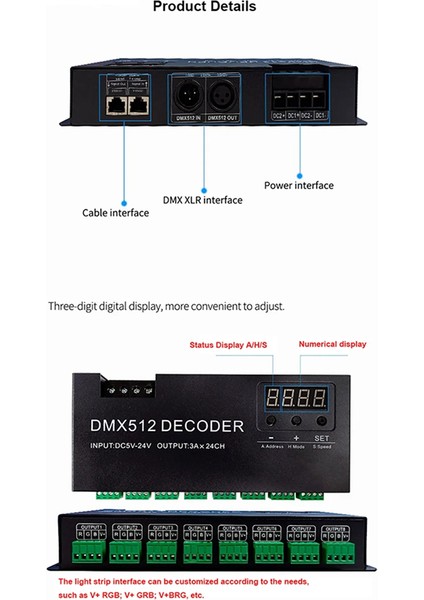 Dijital 24CH Rgb Rgbw DMX512 Kötü Rgbw 512 Decoder Dmx 512 LED Şerit (A) (Yurt Dışından)