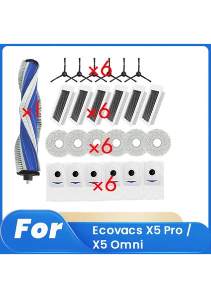 Ecovacs Için 25 Pcs X5 Pro / X5 Omni Süpürme Robot Aksesuarları Temizleyici Parçalar Değiştirme Ana Yan Fırça Mop Filtre Seti (Yurt Dışından)