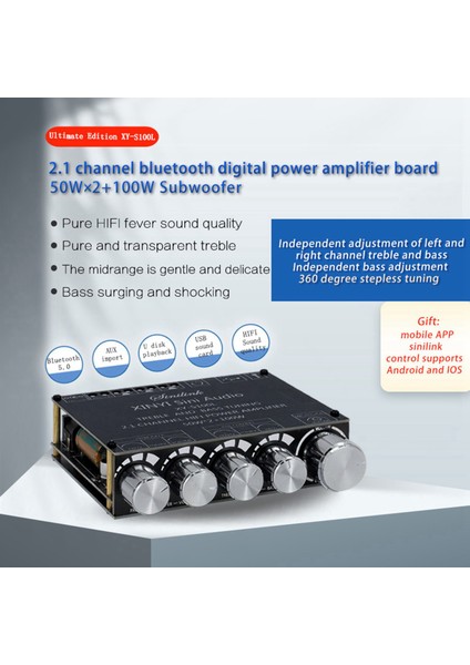 2x Bluetooth 5 0 2 1 Kanal Güç Ses Stereo Subwoofer Amplifikatör Kart 50WX2+100W Hoparlör Amp XY-S100L (Yurt Dışından) fiyatları