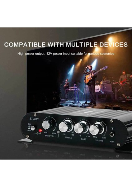 ST-838 Ses Amplifikatörü Siyah Mini Amplifikatör Hıfı Ses Amplifici Fm Radyo Mini Hıfı Ses Güç Amplifikatörü Ab Fişi (Yurt Dışından) modelleri