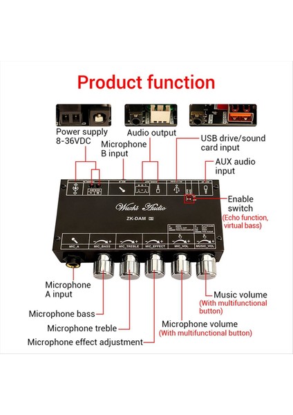 Dam H1 Karaoke Yankı Tahtası Ön Effect Bluetooth USB Decose Board ile Mikrofon Şarkı (A) (Yurt Dışından) modelleri