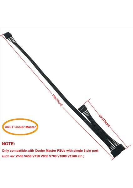 10X 5 Pin - 3 Sata Sabit Drive HDD Güç Kablosu Yalnızca Soğutucu Master V550 V650 V750 V850 V1000 V1000 Modüler (Yurt Dışından) modelleri
