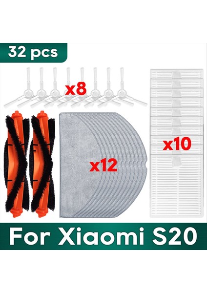 Xiaomi S20 / D106 Aksesuarları Için Hepa Filtre Ana Roller Fırça Mop Bez Yedek Parçaları (Yurt Dışından)