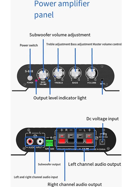 Auto Partner S-838 2 1ch Audio Güç Amplifikatörü Rms 30WX2+40WX1 Sınıf D Subwoofer Çıkışı ile Dijital Ses Amp (Yurt Dışından)