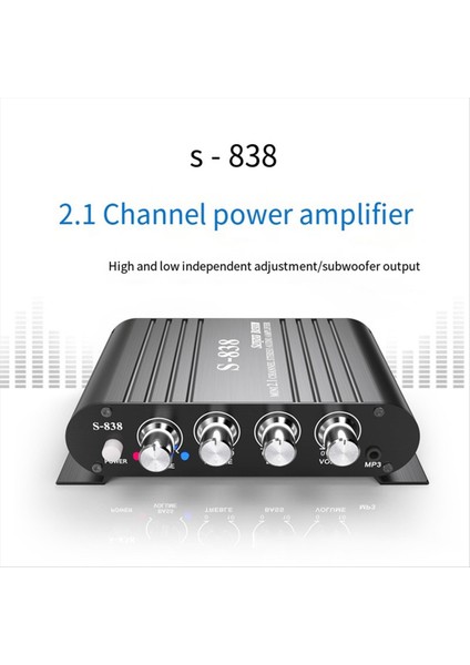 Auto Partner S-838 2 1ch Audio Güç Amplifikatörü Rms 30WX2+40WX1 Sınıf D Subwoofer Çıkışı ile Dijital Ses Amp (Yurt Dışından) fiyatları