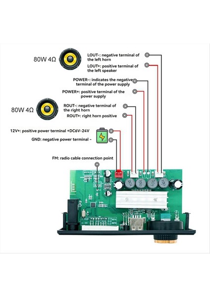 Bluetooth Audio Decoder Amplifikatör Kart 2X80W 160W Amplifikatör Ses Oynatıcısı 12V Dıy Mp3 Çalar Arabası Fm Radyo Modülü Tf USB (Yurt Dışından) fiyatları