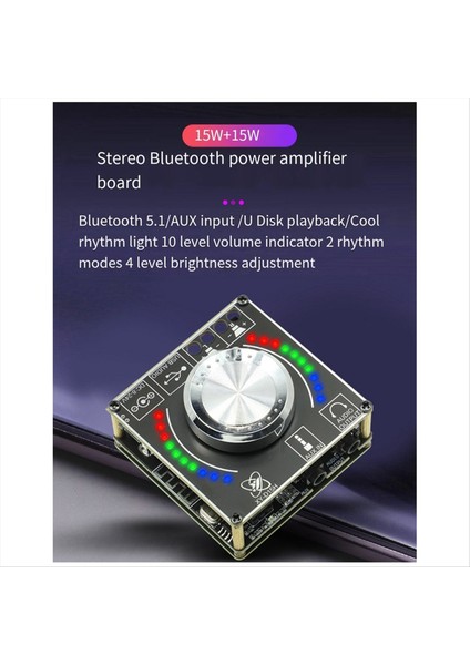 10W15W20W Stereo Bluetooth Audio Dijital Amplifikatör Modülü Hacim Spektrum Müzik Ritim Işık D15H (Yurt Dışından) fiyatları