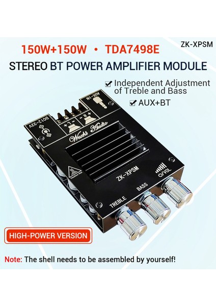 Zk-Xpsm 150WX2 Bluetooth Tiz ve Bas Ayarlama Subwoofer Amplifikatör Kartı Yüksek Güçlü Ses Stereo Amp TDA7498E (Yurt Dışından) fiyatları