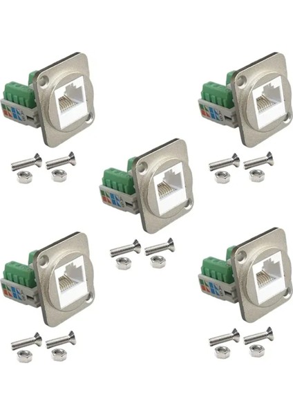 5 RJ45 Cat 5e Kablolama Terminalleri Ağ Bilgisayar Modülleri Sabit Somun (Gümüş) (Yurt Dışından)