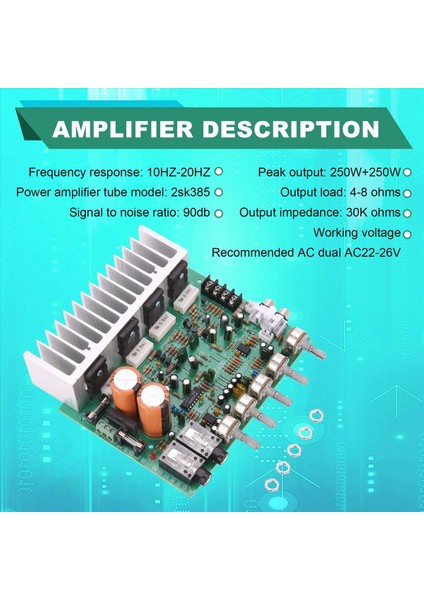 Ses Amplifikatör Kartı Hıfı Dijital Yankı Güç Amplifikatörü 250W x 2 2 0 Ses Preamp Ton Kontrolü ile Arka Amplifikasyon E3-004 (Yurt Dışından) indirimleri