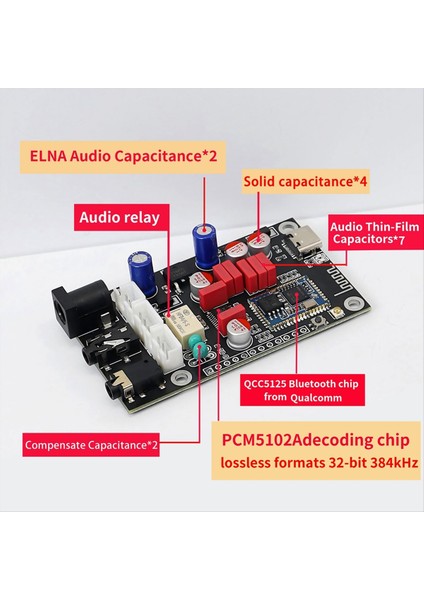 LA02 Qualcomm QCC5125 Tutkun Sınıf Bluetooth 5 1 Kayıpsız Kod Çözme Kurulu Aptx Ldac Kayıpsız Hd Ses Kalitesi (Yurt Dışından)