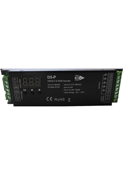 5 Kanal Dmx Kod Çözücü Rdm Dijital Ekran DMX512 Dimmer Sürücü Pwm Rgbcct LED Denetleyici LED Modül Işığı (Yurt Dışından)