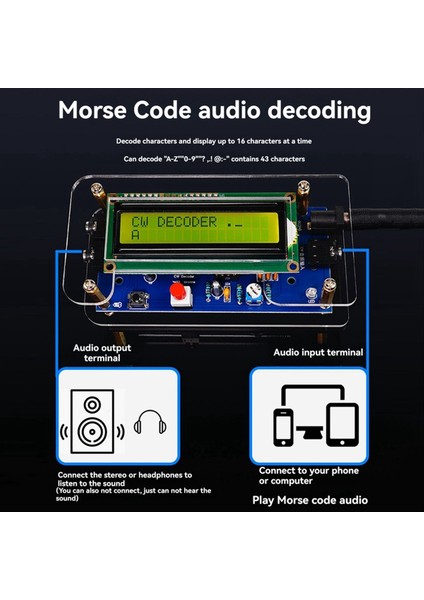 Decoder Morse Kodu Okuyucu Translate Dıy Kitleri Cw Morse Kodu Egzersiz Kod Çözücü Kiti Dijital LCD ile Radyo (Yurt Dışından) modelleri