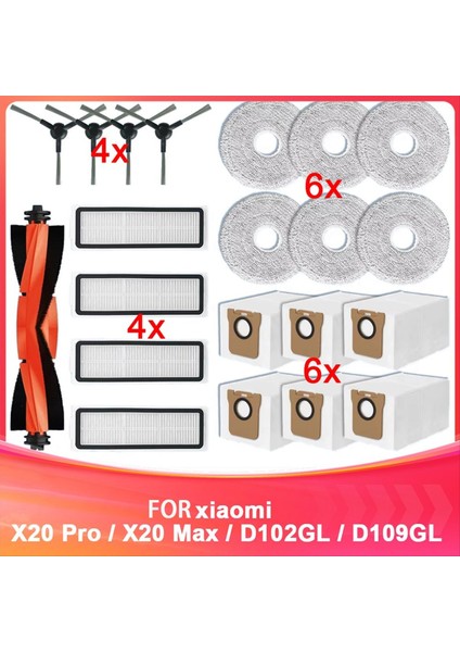Xiaomi Robot Vakum Için X20 Pro / X20 Max / D102GL / D109GL Yedek Parçaları Ana Sınak Fırch Hepa Filtre Paspas Pad Toz Torbası (Yurt Dışından)