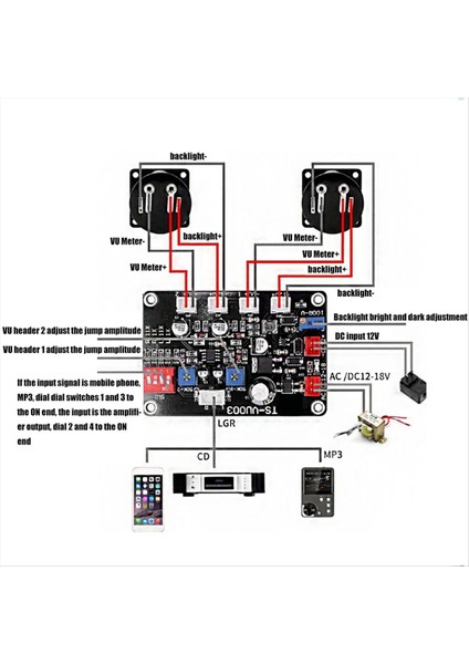 TS-VU003 Vu Metre Sürücü Kurulu Ayar Vu Metre Sürücü Paneli Arka Işığı Yüksek Frekanslı Düşük Geçiş Panel Aksesuarları (Yurt Dışından) indirimleri