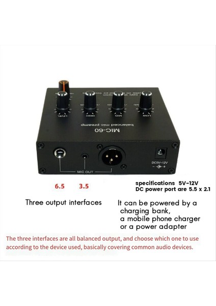 3 5 mm Kablolu 48V Phantom Power ile Dengeli Dinamik Mikrofon Amplifikatör Müzik Amplifikatörü Mıc-60 (Yurt Dışından) indirimleri