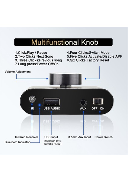 Dajunguo 2 0 Kanal 20W+20W Uzaktan Kumanda Işlevine Sahip Bluetooth Amp Bluetooth/usb/aux Girişini (Yurt Dışından) fiyatları