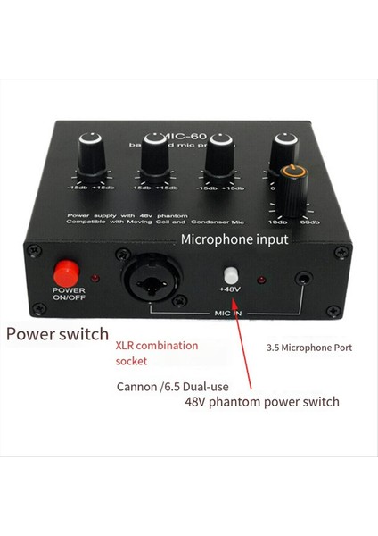 Xlr Kablosu ile 48V Phantom Power ile Dengeli Dinamik Mikrofon Amplifikatör Müzik Amplifikatörü Mıc-60 (Yurt Dışından) indirimleri