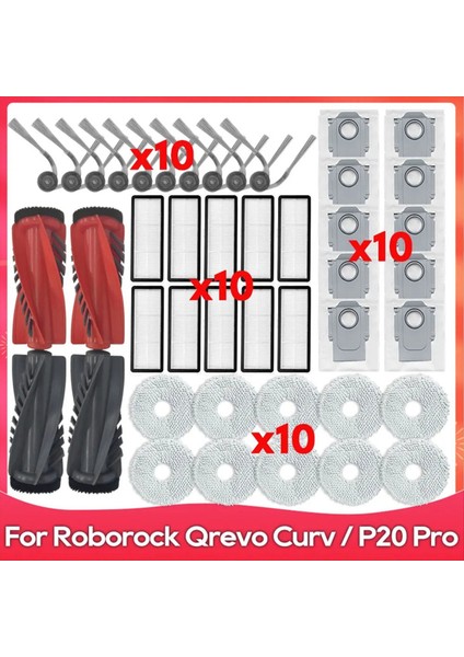 Roborock Qrevo Için Yedek Parçalar Aksesuarları Hepa Filtre Mop Bez Torbaları Ana Yan Fırçalar (Yurt Dışından)