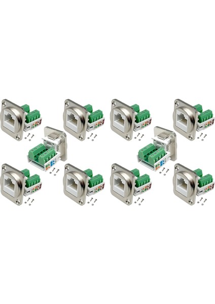 2x RJ45 Panel Montaj Vidalı Terminal Adaptörü RJ45/8P8C Panel Bağlantı Konnektörü D-Tip RJ45 Dişi Lehimsiz Terminal (Yurt Dışından)