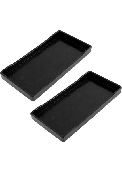 2x Plastik Dikdörtgen Tasarım Öğle Yemeği Yemek Tepsisi Salver Siyah (Yurt Dışından)