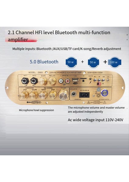 Bluetooth Ses Amplifikatörü Highpower Dijital Amplifikatör Kartı Bluetooth Subwoofer Amp Ev/aux/usb/tfcard Amplifikador (Abd) (Yurt Dışından) indirimleri