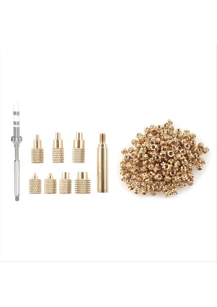 Isı Ekleme Somun Demir Uç TS100 Lehimleme Demir Uç Ekleme Dahili Diş Kafası M2-M8 Pirinç Sıcak Eriyik Ekleme Somun Kiti (Yurt Dışından)