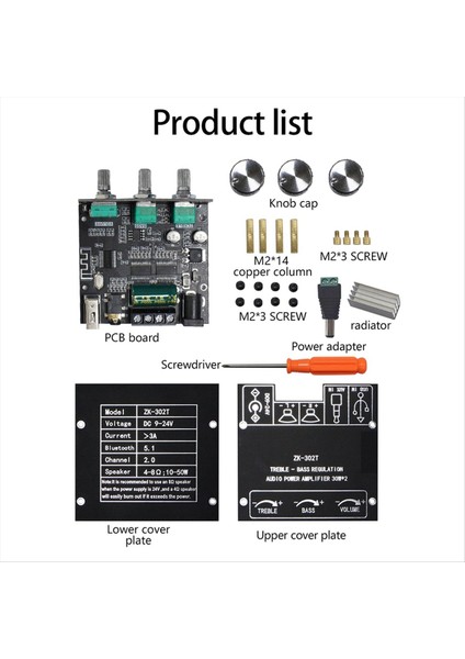 ZK-302T Bluetooth Dijital Güç Amplifikatör Modülü 2 0 Stereo Çift Kanallı 30W+30W Yüksek ve Düşük Tonlu (Yurt Dışından) fırsatları