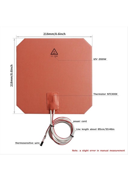 Anycubi Mega Dıy Part - 12V 200W Silikon Isıtmalı Ped 220X220MM Için 3D Yazıcı Aksesuarı (Yurt Dışından) modelleri