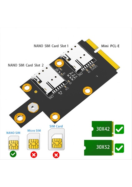 3g/4g/5g Modülü Için Mini M 2 Tuş B ile Çift Nano Yuvalı Pci-E Adaptörü (Yurt Dışından) fırsatları