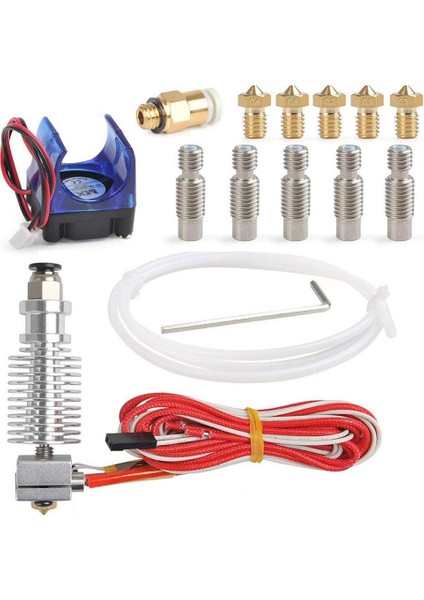 Tüm Metal J Style Head Hotend Full Kit 5 Pcs Ekstrüder Baskı Kafası + 5 Pc Nozul Boğazı E3D V6 Makerbo (Yurt Dışından) fırsatları