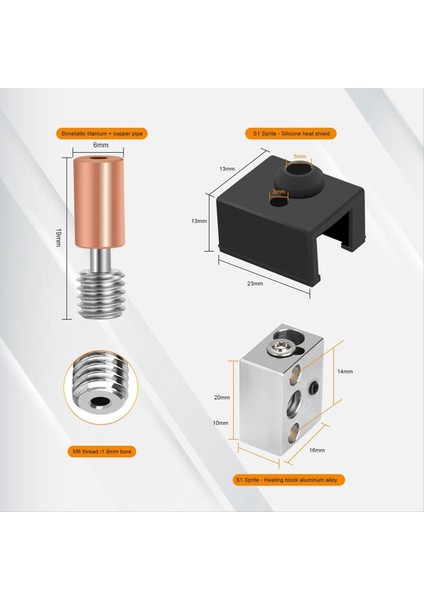 Sprite Extruder Yükseltme Isıtıcı Blok Kiti Yüksek Sıcaklık 300 ℃ Titanyum Heatbreak Ender 3 S1/ender3 S1 Pro (Yurt Dışından) fiyatları