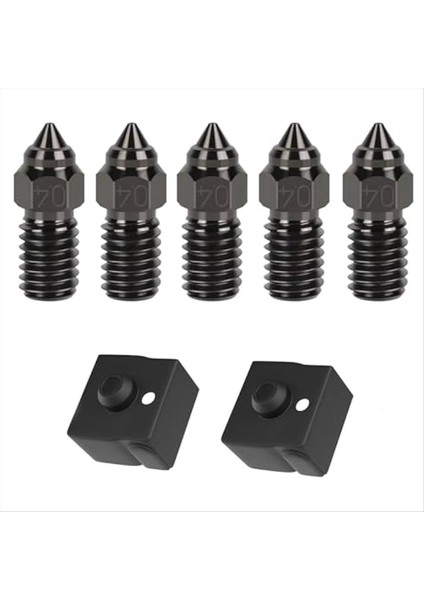 Ender 3 V3 Se Için 5 Adet Yüksek Hızlı ve Yüksek Akışlı Ekstrüder Sertleştirilmiş Çelik Nozullar 0 4mm 2 Adet Silikon Kapaklı 3D Yazıcı (Yurt Dışından)