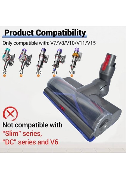 Dyson V7 V8 V10 V11 V15 G5 Elektrikli Süpürge Aparatı Için Torque Drive Temizleme Başlığı Yeşil LED Toz Işığı ile (Yurt Dışından) fiyatları
