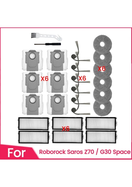 Roborock Saros Z70 / G30 Space Elektrikli Süpürge Parçaları Için 26 Adet Yan Fırça Filtresi Paspas Pedi Toz Torbası Süpürge Aksesuarları (Yurt Dışından)