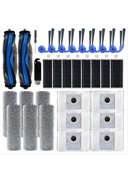 Ecovacs Deebot X9 Pro Omni / X9 Pro Robot Süpürge Aksesuarları Için 32 Parça Ana Yan Fırça Toz Torbası Silindir Bez Filtre (Yurt Dışından)