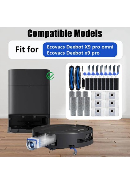 Ecovacs Deebot X9 Pro Omni / X9 Pro Robot Süpürge Aksesuarları Için 32 Parça Ana Yan Fırça Toz Torbası Silindir Bez Filtre (Yurt Dışından) modelleri