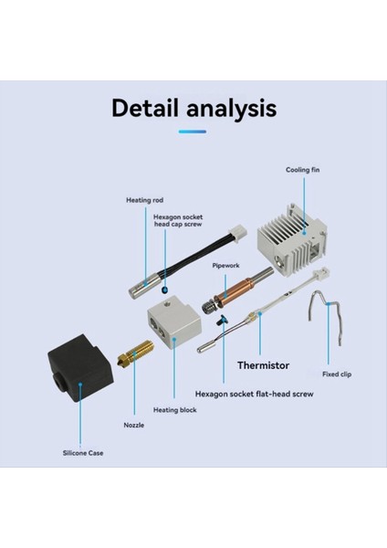 Anycubic Kobra Için 3 Hotend Nozul Termistör Isıtma Tüpü Isıtıcı Blok Isı Lavabosu ile Ancubıc Kobra3 Yedek Parçalar (Yurt Dışından) modelleri