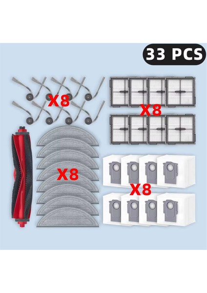 Roborock Q10 S5/Q10 S5+/Q10V/Q10V+/Q10 VF/Q10 Vf+/s8 Pro/s8 Pro Plus Parçaları Ana Yan Fırça Filtre Paspas Bezi Toz Torbası (Yurt Dışından)