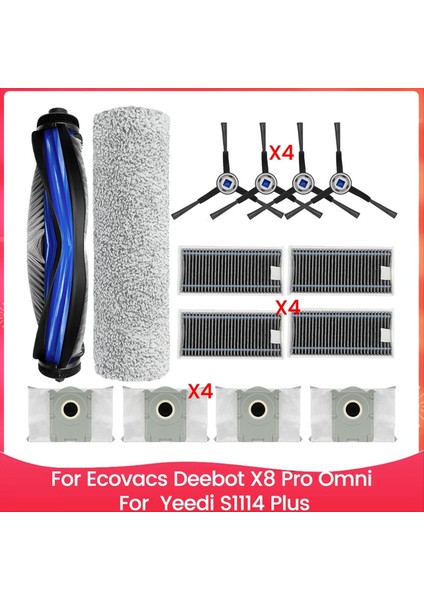 Ecovacs Deebot X8 Pro Omni Için Yedek Parçalar - Yeedi S14 Plus Robot Süpürge Aksesuarları - Fırça Filtresi - Paspas Torbaları (Yurt Dışından)