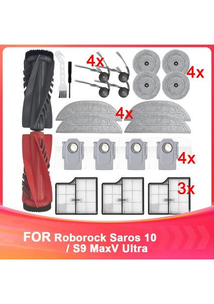 Roborock Saros 10/s9 Maxv Ultra Elektrikli Süpürge Için Aksesuar Seti, Çift Ana Fırça, Paspas Pedleri, Hepa Filtreler, Toz Torbaları (Yurt Dışından)